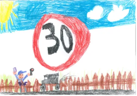 tekening zone 30 van Thomas