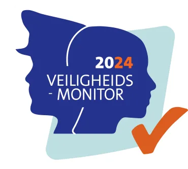 Het logo van de Veiligheidsmonitor 2024 bestaat uit een silhouet van de hoofden van een burger en een politieagent