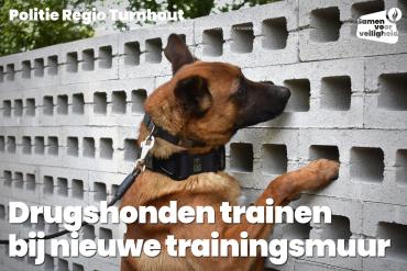 Drugshonden trainen bij nieuwe trainingsmuur