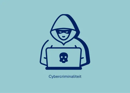 Afbeelding crimineel achter computer i.k.v. cybercriminaliteit en oplichting