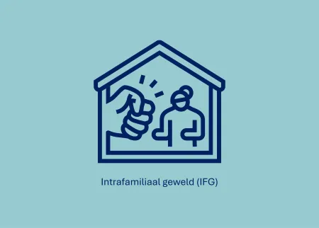 Afbeelding huis met vuist als teken van intrafamiliaal geweld 