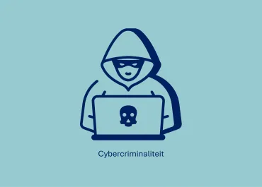 Afbeelding crimineel achter computer i.k.v. cybercriminaliteit en oplichting