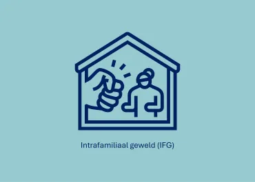 Afbeelding huis met vuist als teken van intrafamiliaal geweld 