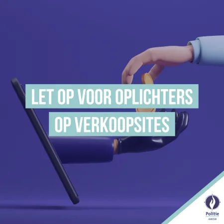 Hand van een oplichter uit een gsm die geld aftroggelt