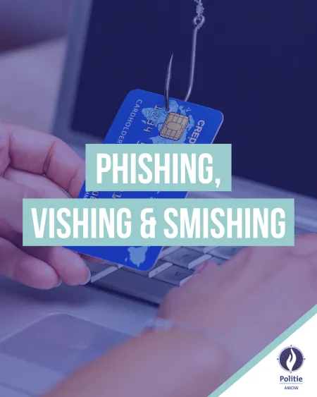 een laptop met daarvoor een bankkaart met een vishaak erdoor