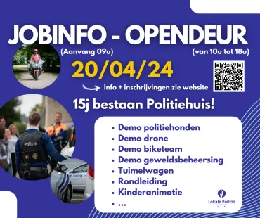 Affiche opendeurdag & jobinfodag 20/04/2024