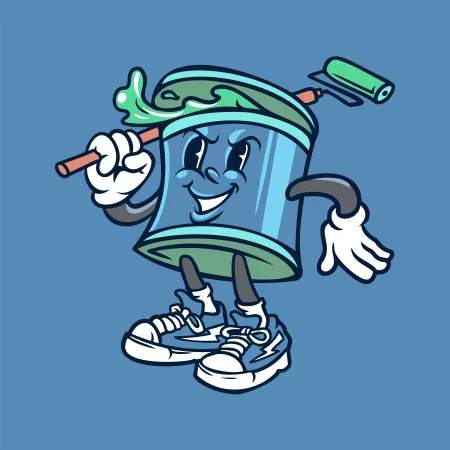 Cartoon blauwe verfpot
