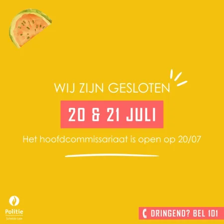 Sluiting 20 21 juli 2026