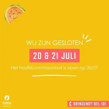 Sluiting 20 21 juli 2026
