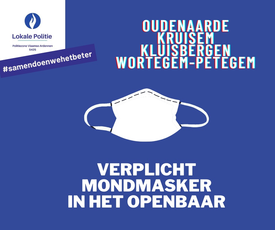 Mondmaskers verplicht in de gemeenten van de politiezone Vlaamse Ardennen |  Lokale Politie Vlaamse Ardennen