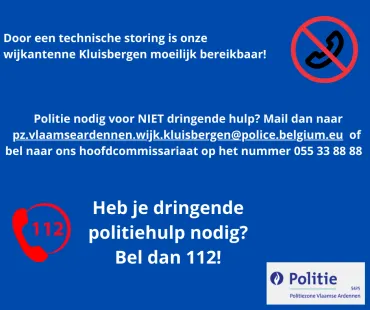 Technische storing wijkantenne Kluisbergen