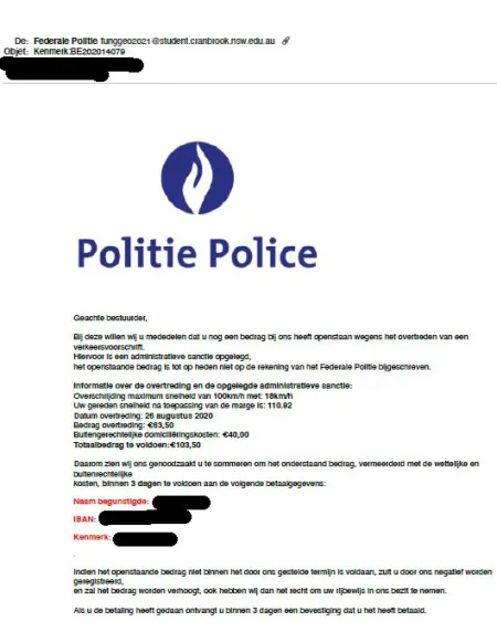 Valse mail federale politie 