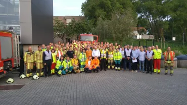 Groepsfoto rampoefening Hotelschool Ter Duinen 