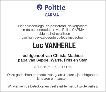 Rouwbericht Politie CARMA