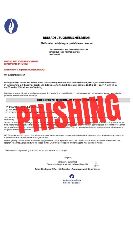 Phishing in de naam van Eric Snoeck in het Nederlands